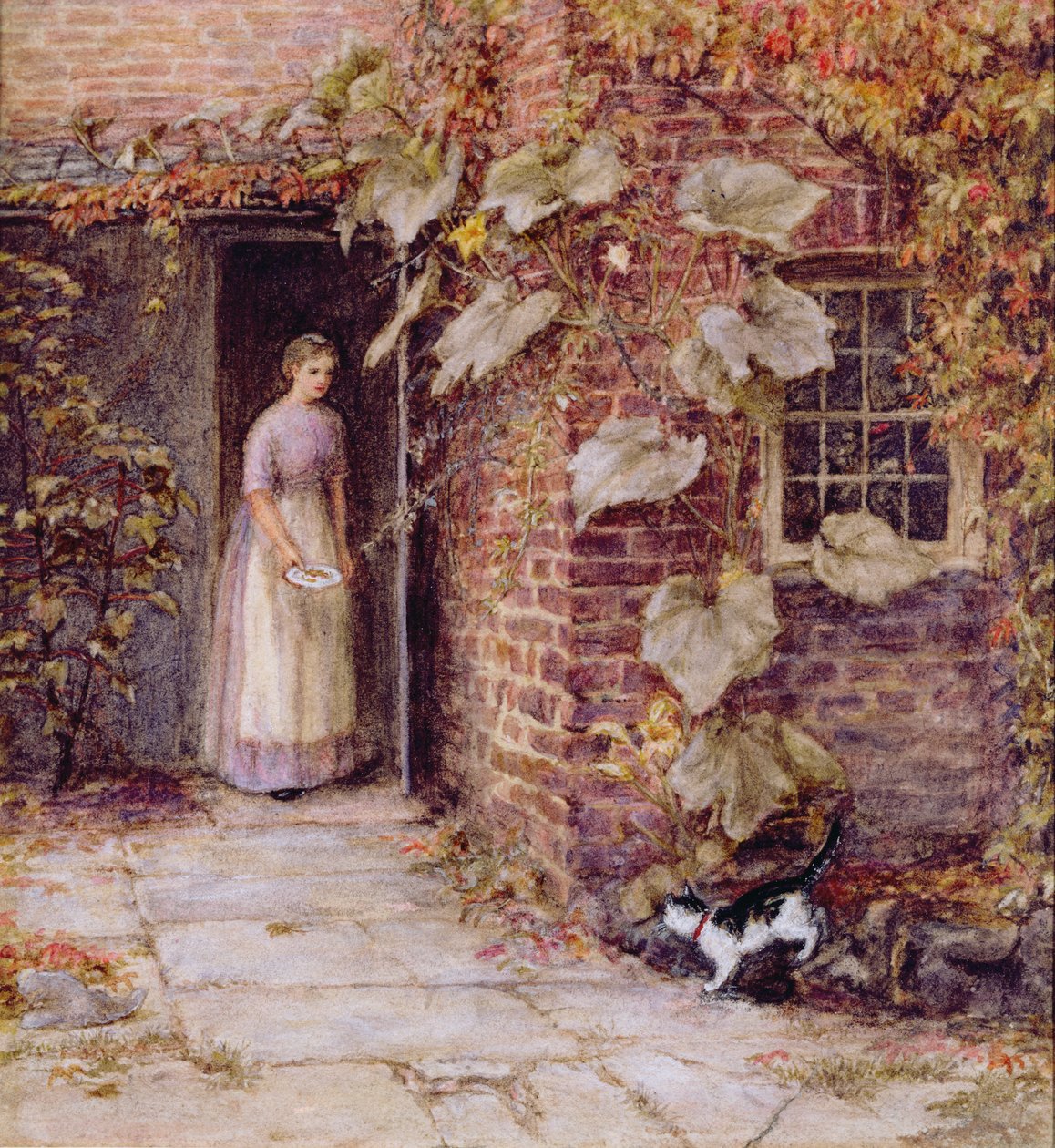 De kat voeren door Helen Allingham