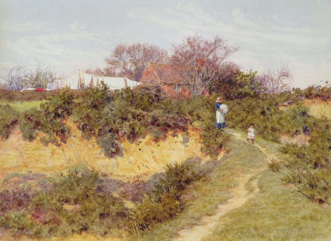 Wasdag bij Sandhills, Witley door Helen Allingham