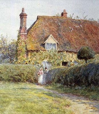 Bij een huisjehek door Helen Allingham