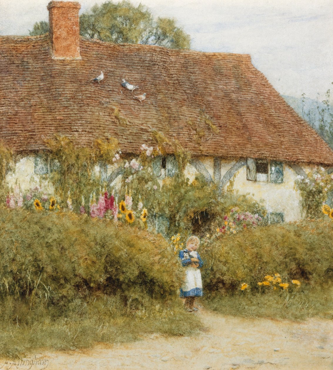 Cottage in West Horsley, Surrey door Helen Allingham