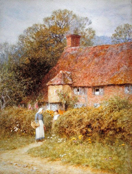 Cottage in Witley, Surrey door Helen Allingham