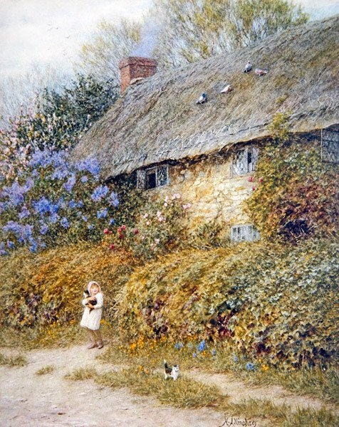 Oud Huisje bij Freshwater, Isle of Wight door Helen Allingham