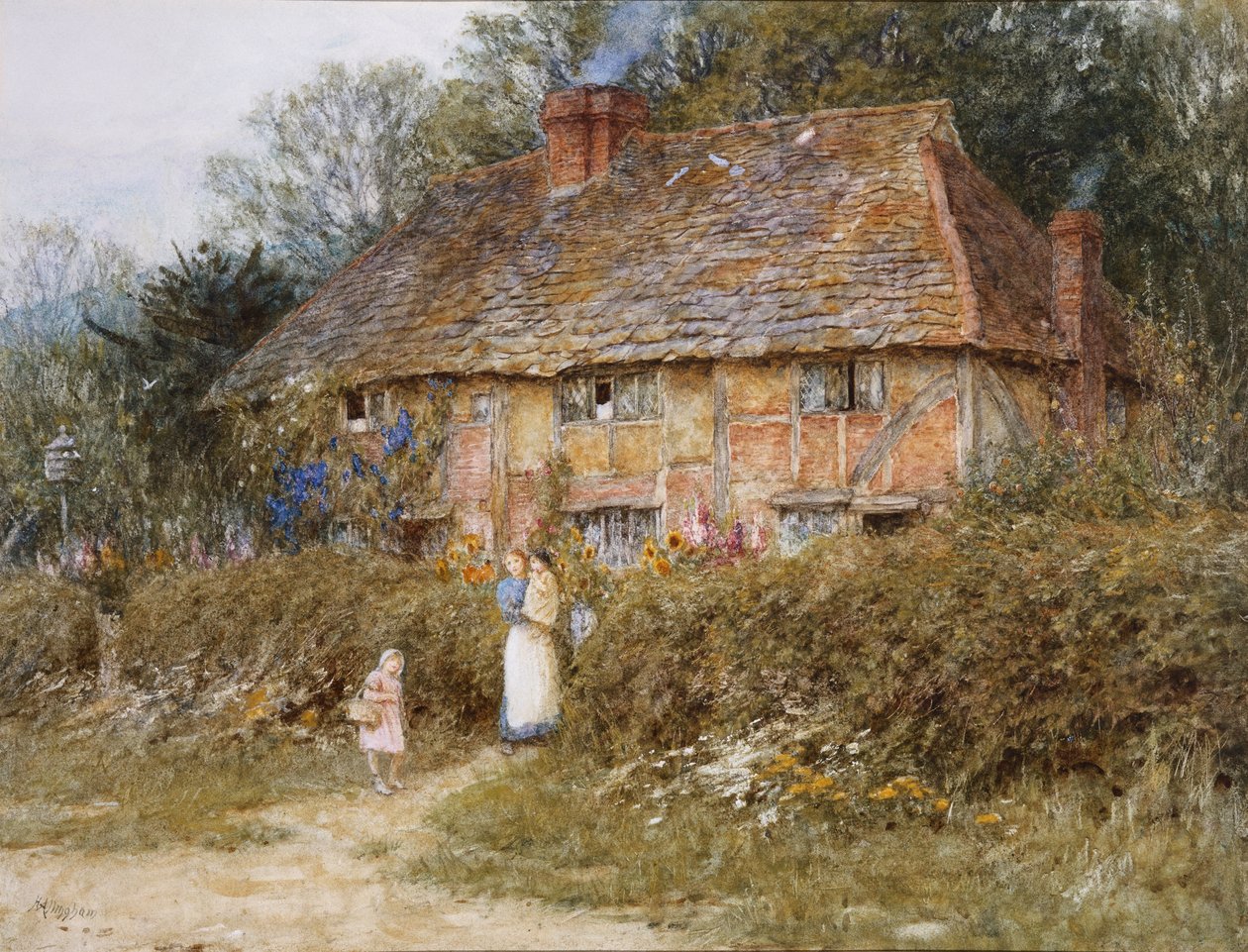 Oud Surrey huisje door Helen Allingham