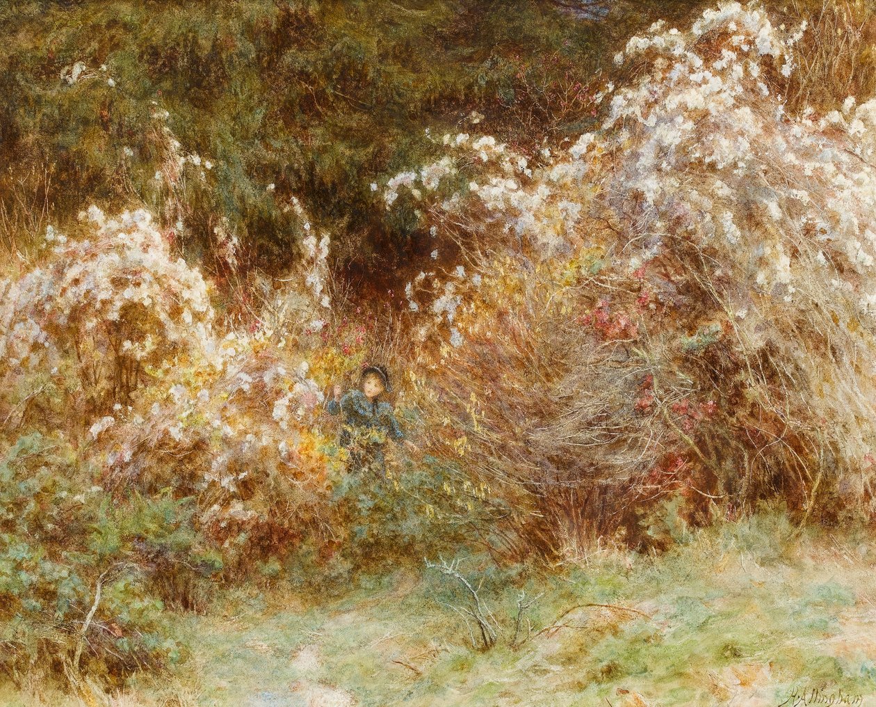Reizigersvreugde: Een heg in Surrey door Helen Allingham