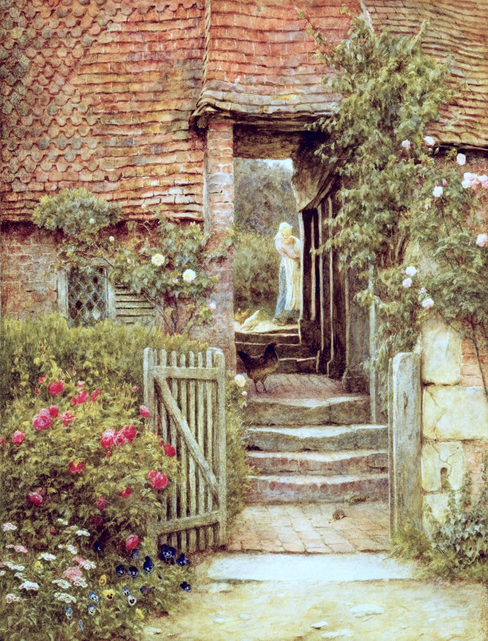 Onder de oude mouterij, Hambledon, Surrey door Helen Allingham