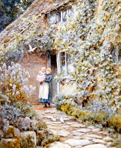 Vine Cottage door Helen Allingham