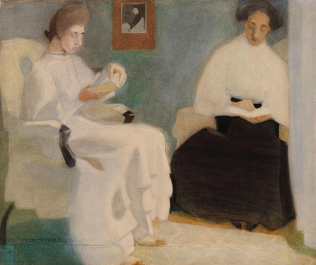 Meisjes die lezen door Helene Schjerfbeck