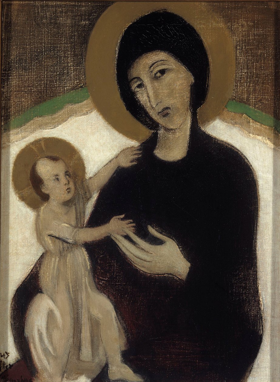 Madonna met kind, naar Cimabue door Helene Schjerfbeck