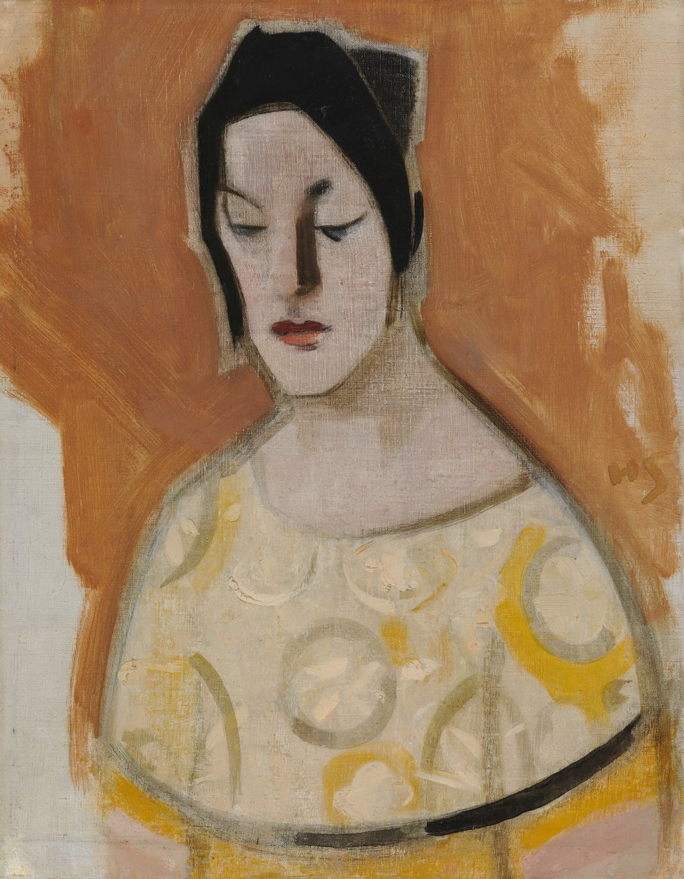 De waarzegster (vrouw in gele jurk) door Helene Schjerfbeck