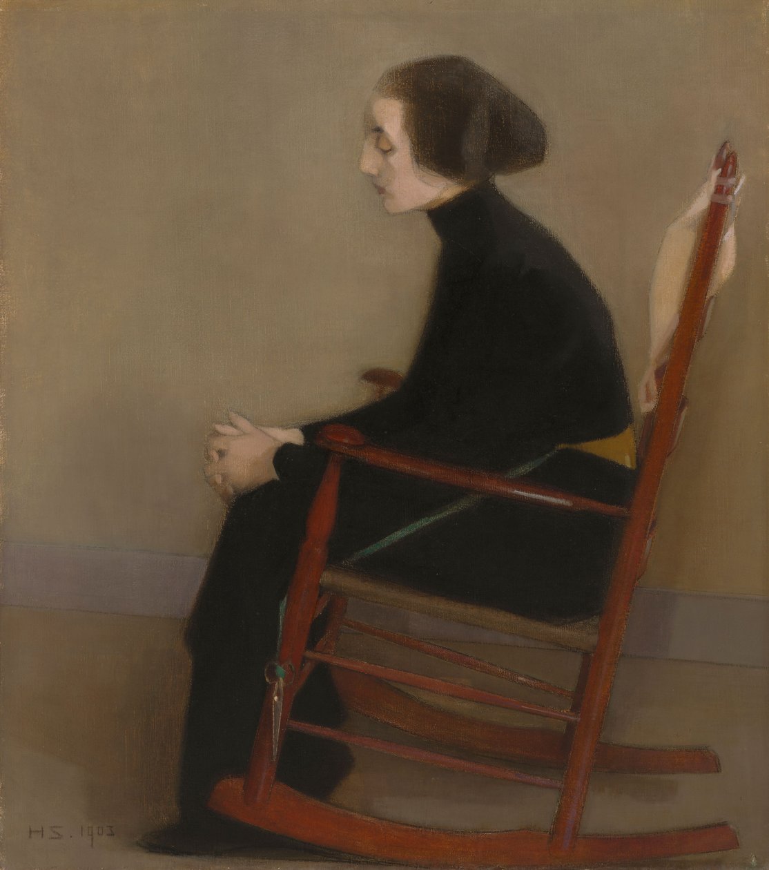 De naaister (de werkende vrouw) door Helene Schjerfbeck