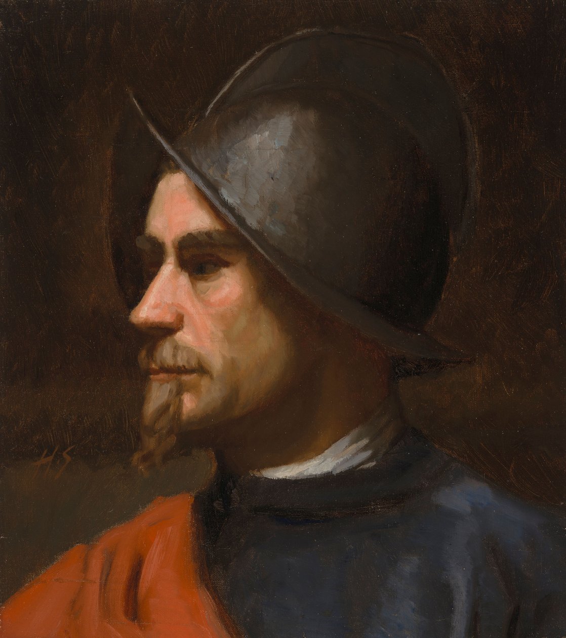 Krijger met helm door Helene Schjerfbeck