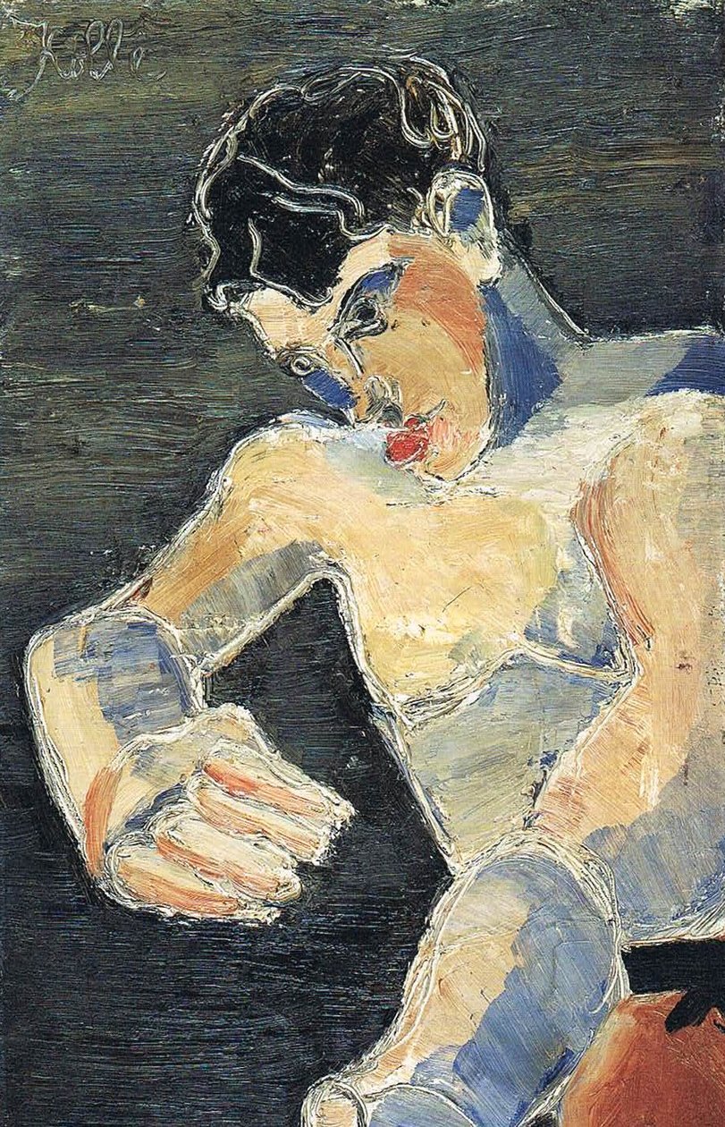 Zelfportret jonge bokser door Helmut Kolle