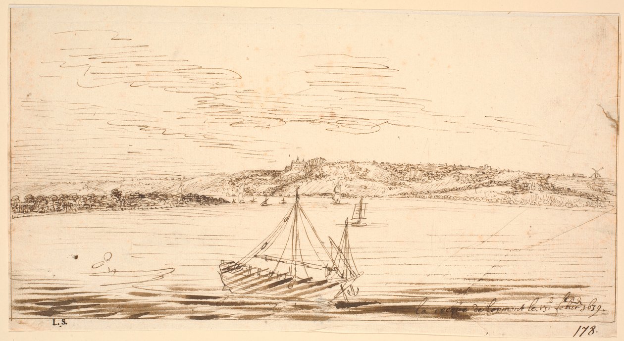 Rivieraanzicht vanaf Lormont, Bordeaux, gezien vanaf de Garonne-rivier door Hem