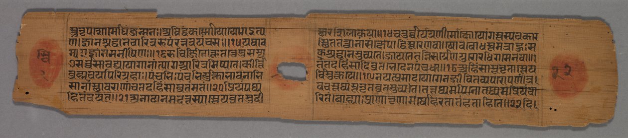 Paar tweezijdige bladeren uit een Jain-manuscript, 1279 door Hemachandra