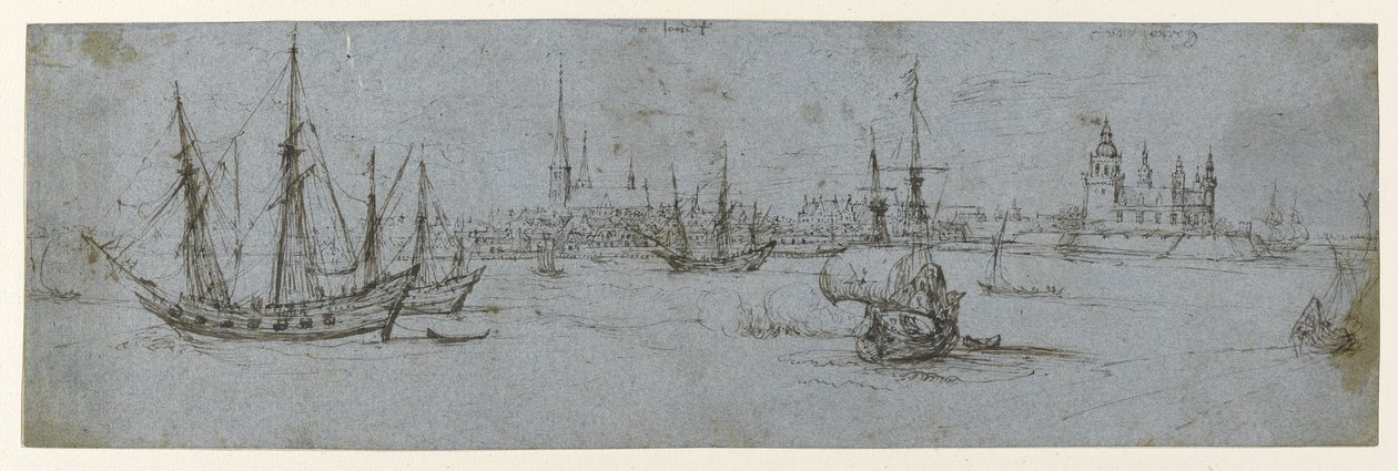 Uitzicht op Elsinore en Kronborg Kasteel; Een studie van schepen onder zeil, 1615-29 door Hendrick Cornelisz. Vroom