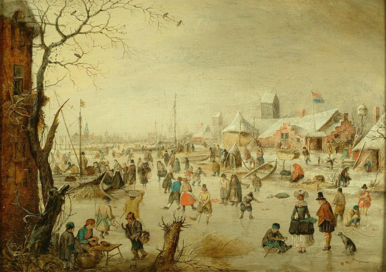 Dutch: Winterlandschap met schaatsenrijders A scene on the Ice door Hendrick Avercamp