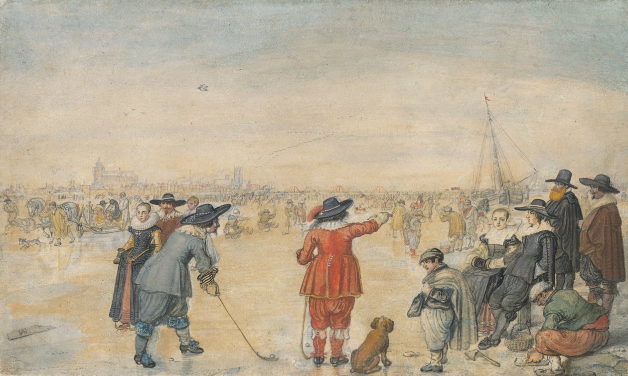 Wintervermaak op de bevroren IJssel door Hendrick Avercamp