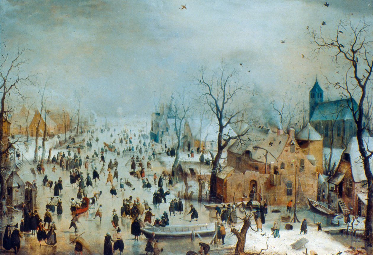 Winterscène met Schaatsers, ca. 1608 door Hendrick Avercamp
