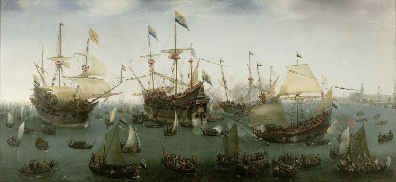 De Terugkeer naar Amsterdam van de Tweede Expeditie naar Oost-Indië door Hendrick Cornelisz. Vroom
