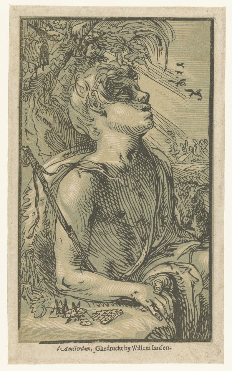 Johannes de Doper in de wildernis door Hendrick Goltzius (attributed to)