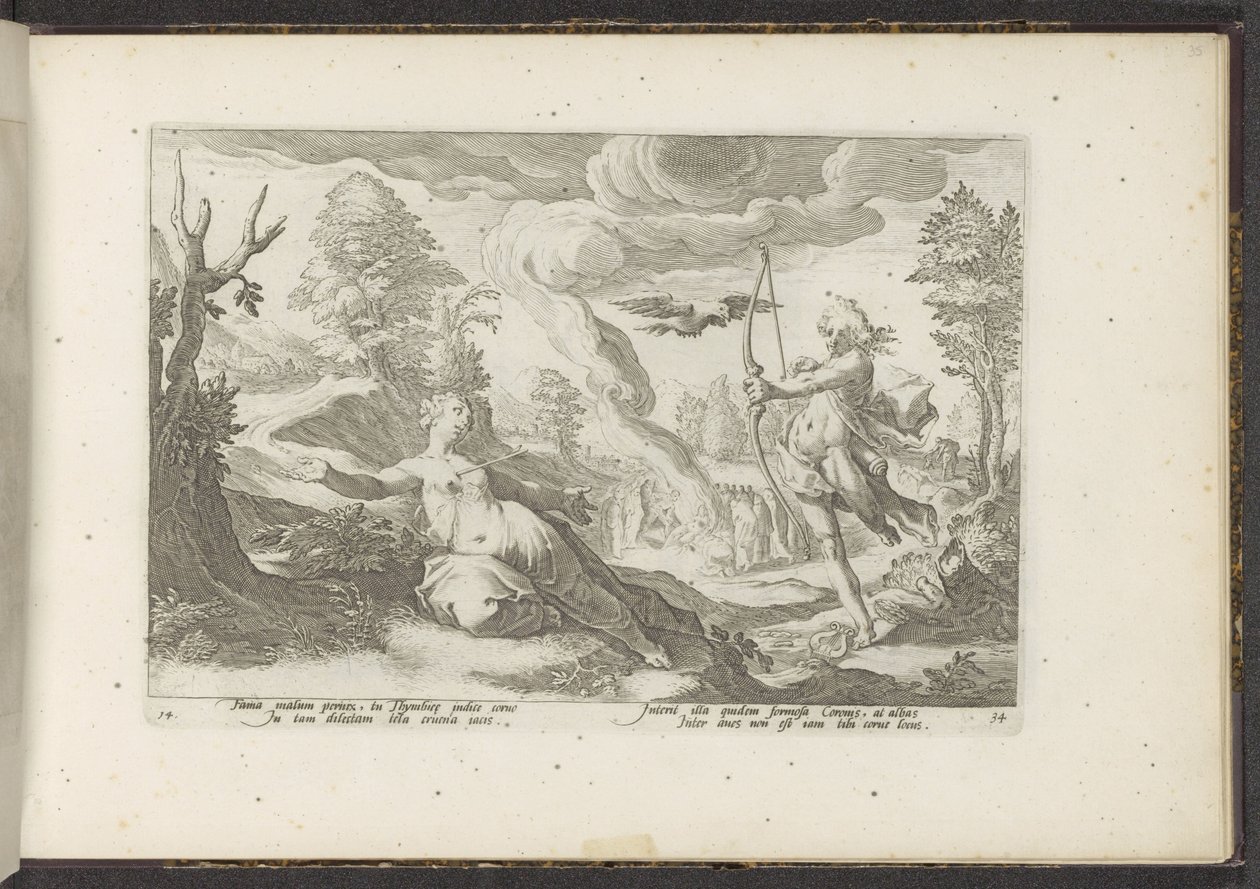 Apollo doodt Coronis door Hendrick Goltzius (workshop of)