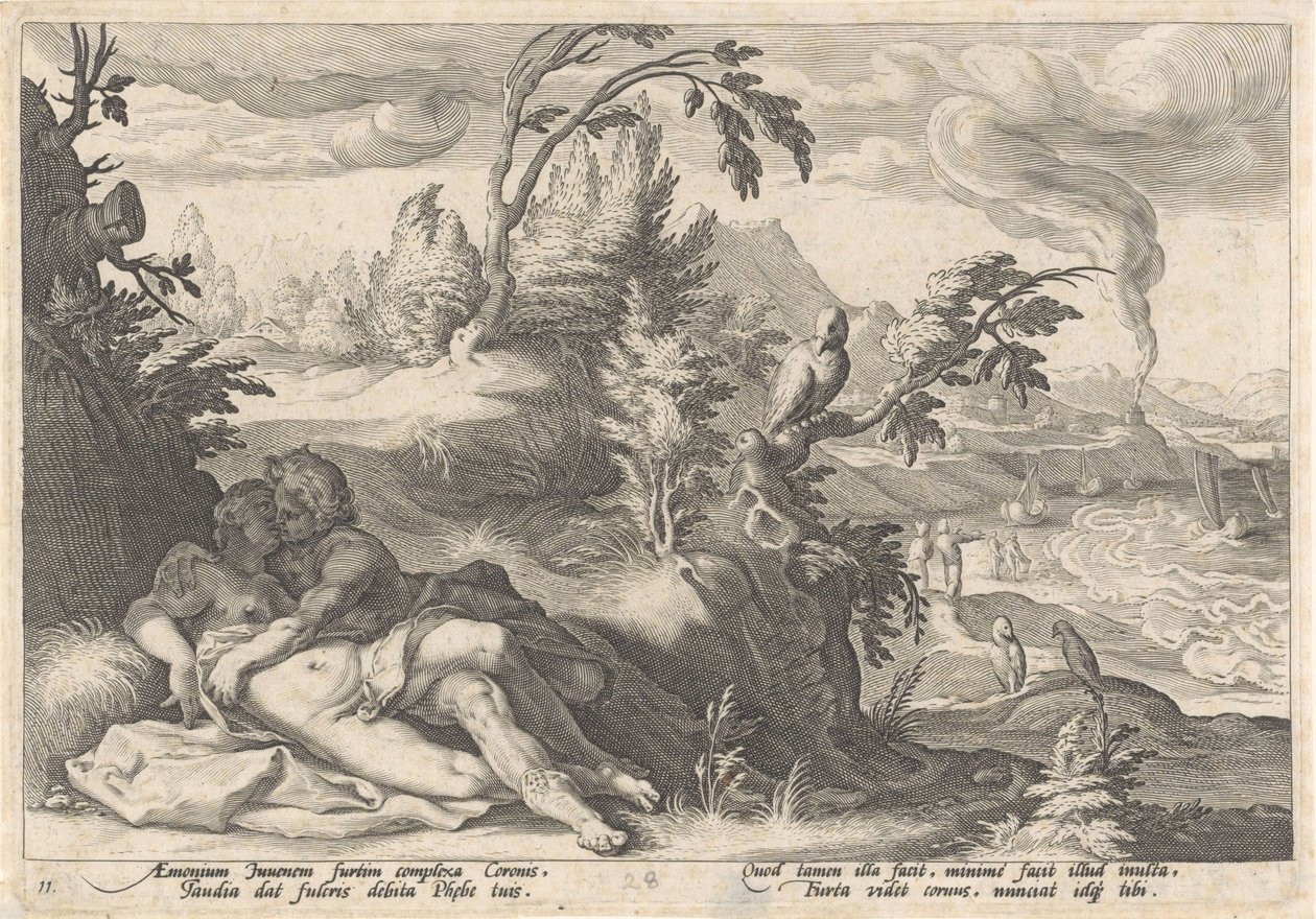 Apollo en Coronis door Hendrick Goltzius (workshop of)