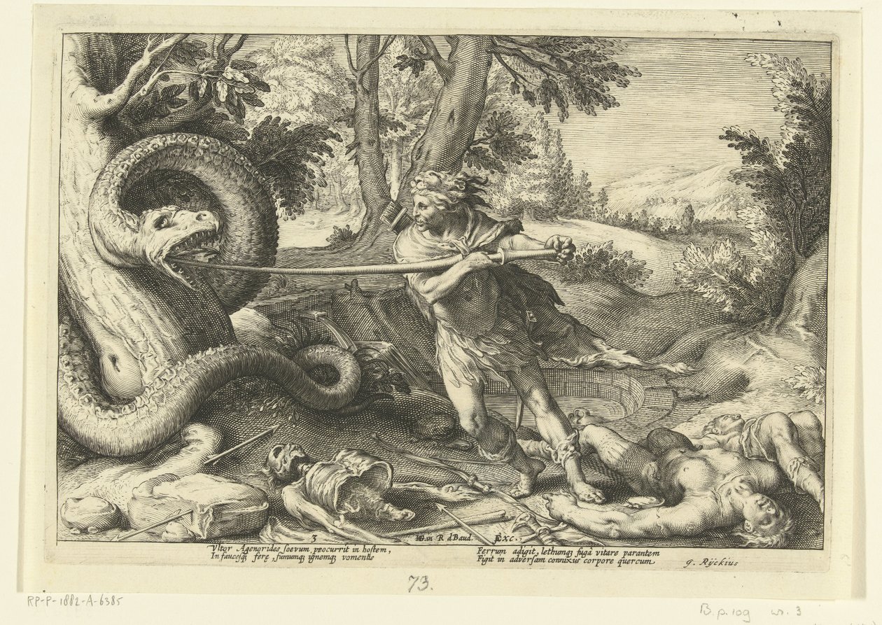 Cadmus doodt de draak door Hendrick Goltzius (workshop of)