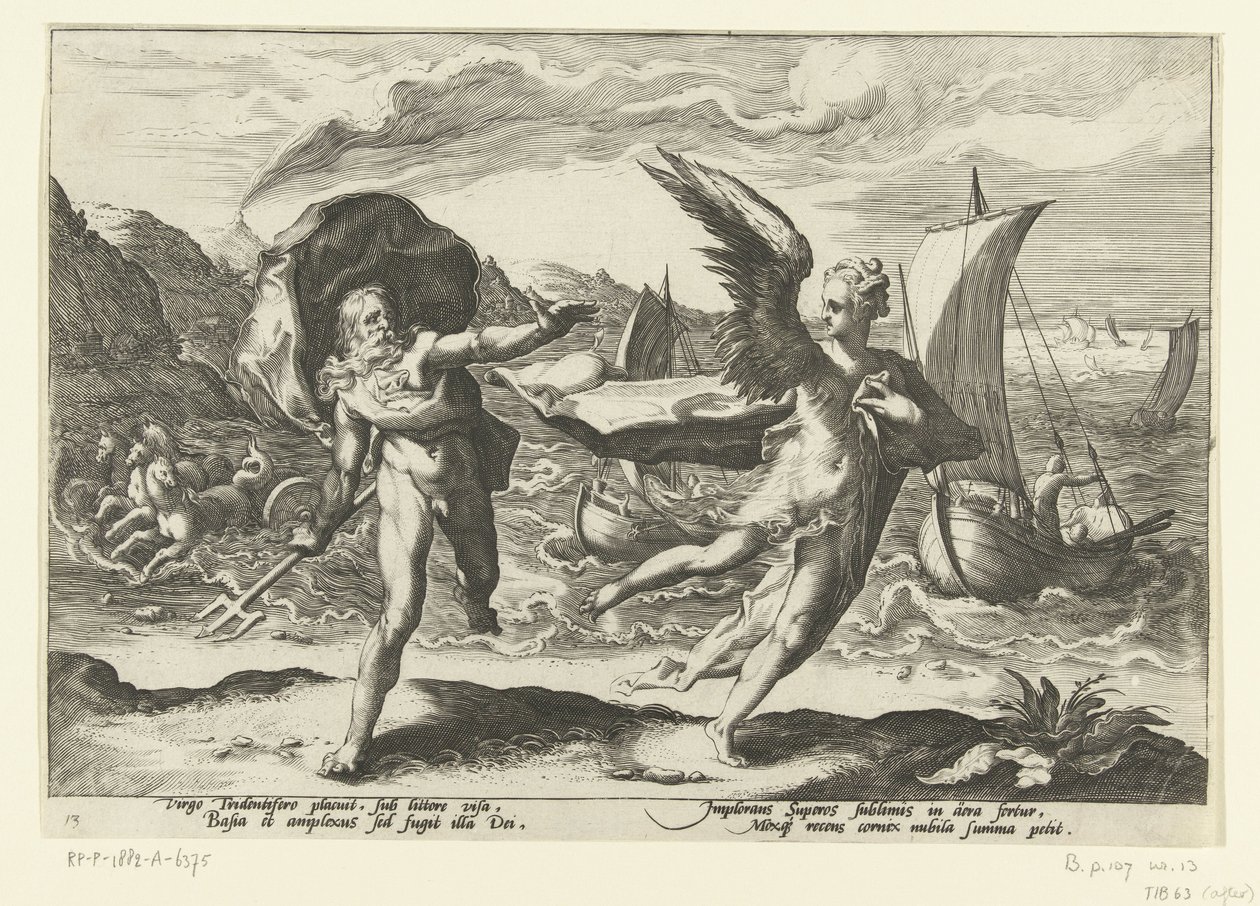 Cornix verandert in een kraai door Hendrick Goltzius (workshop of)