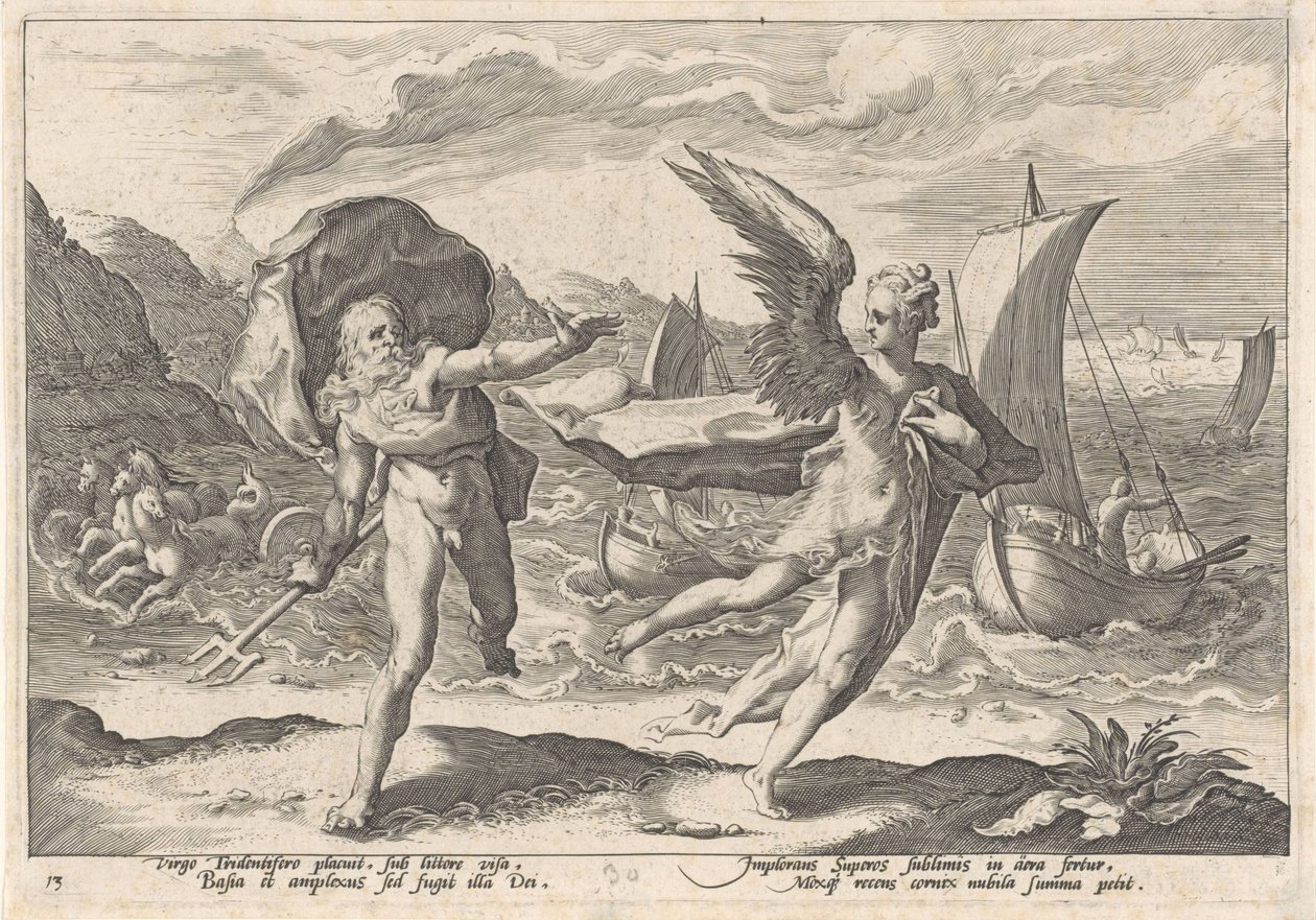 Coronis verandert in een kraai door Hendrick Goltzius (workshop of)