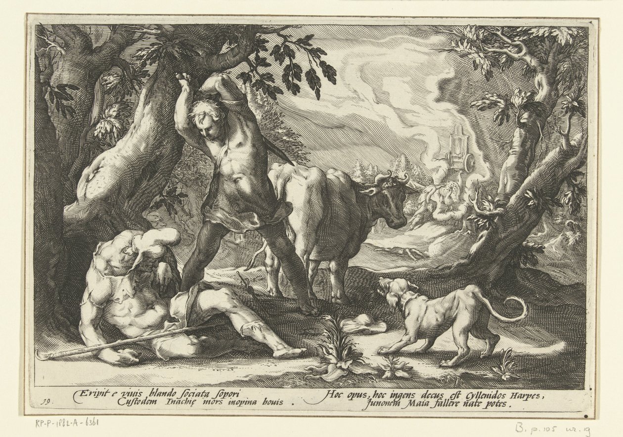Mercurius doodt Argus door Hendrick Goltzius (workshop of)