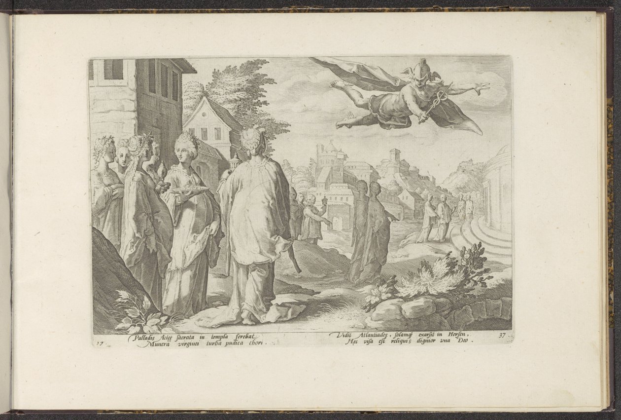 Mercurius wordt verliefd op Herse door Hendrick Goltzius (workshop of)