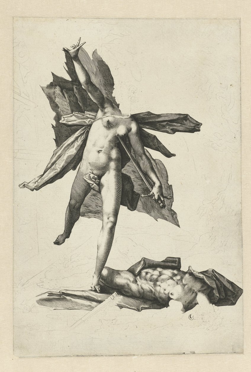 Pyramus en Thisbe door Hendrick Goltzius (workshop of)