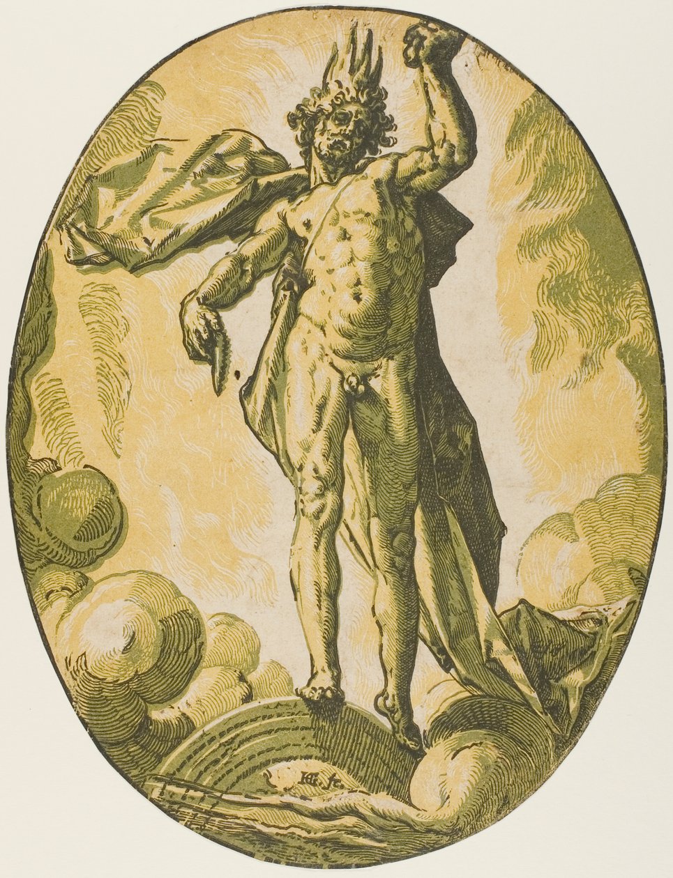 Aether, plaat zes uit Demogorgon en de goden door Hendrick Goltzius