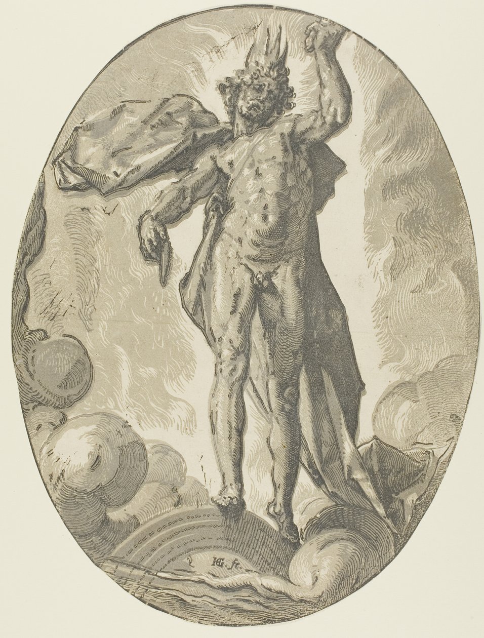 Aether, plaat zes uit Demogorgon en de goden door Hendrick Goltzius