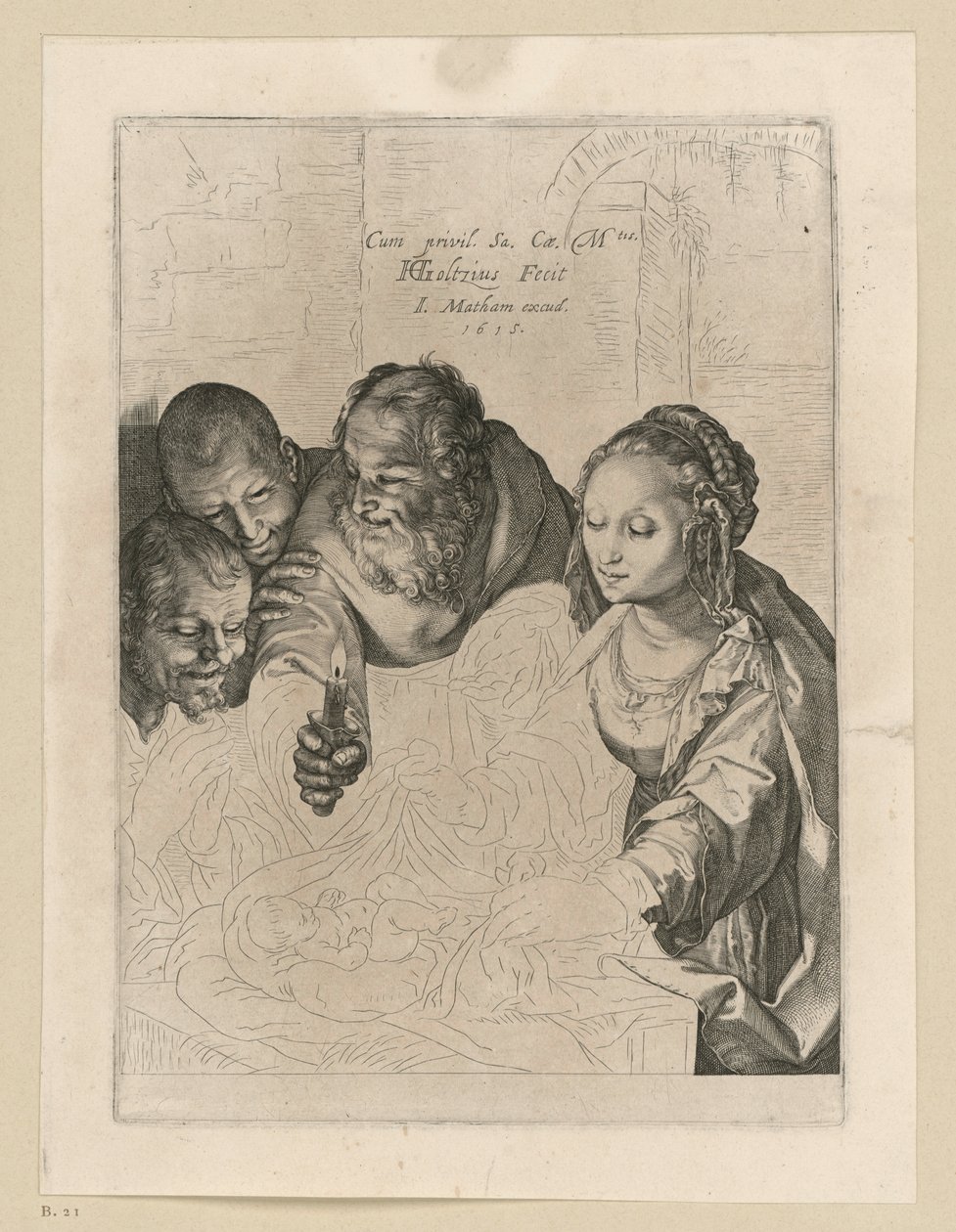 Aanbidding der herders, 5e staat door Hendrick Goltzius
