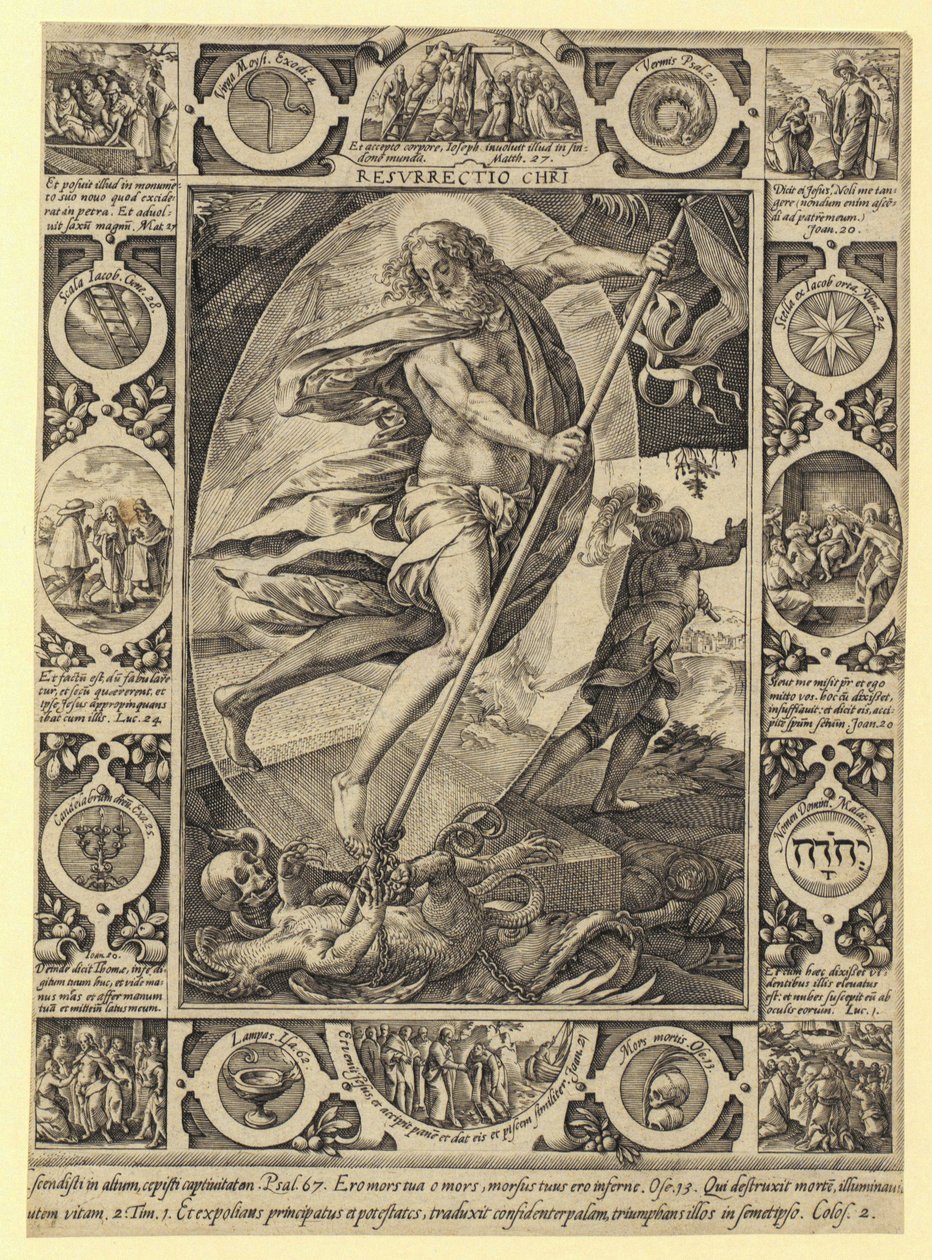 De opstanding van Christus, blad 7 uit de reeks „Het leven van Christus” door Hendrick Goltzius