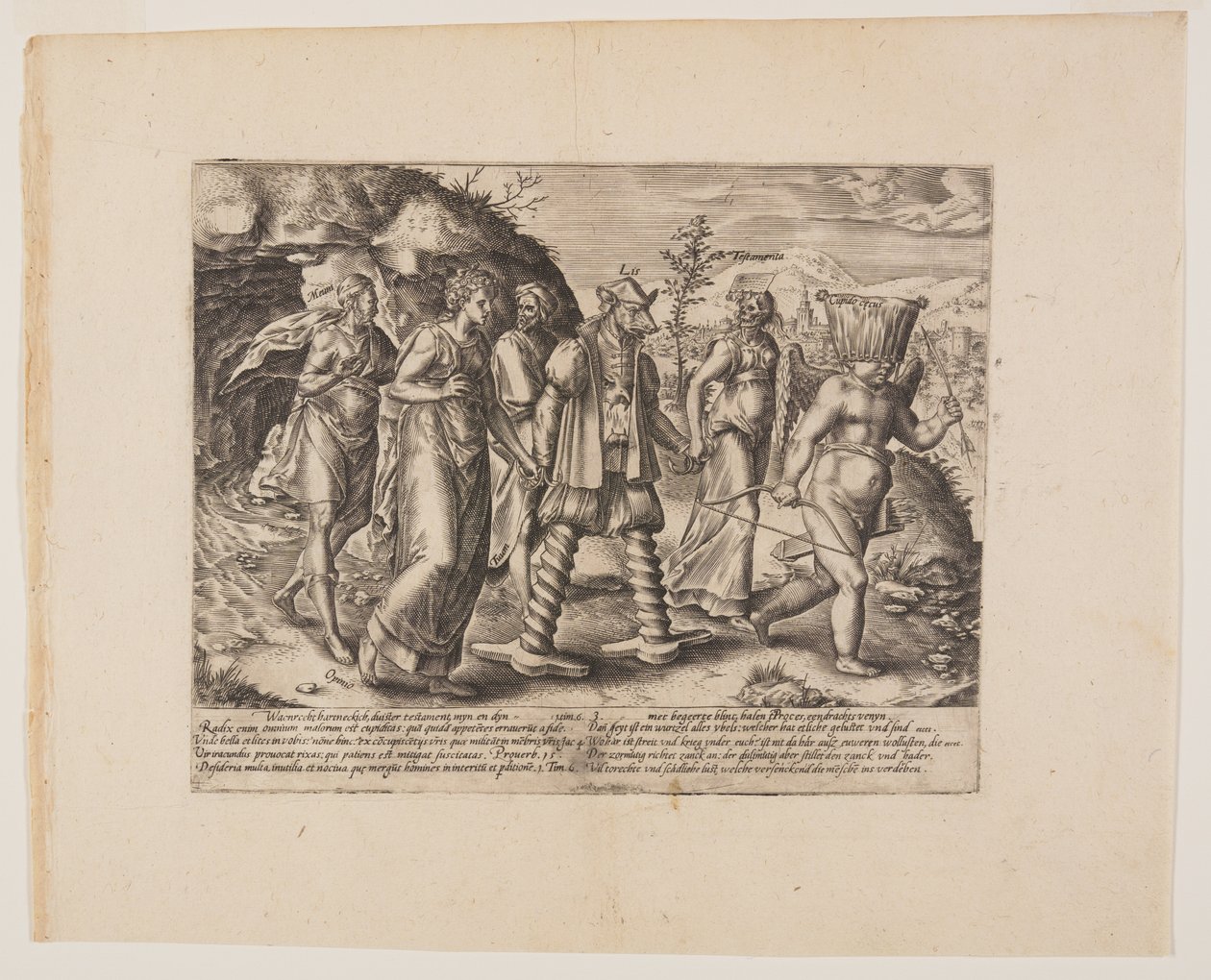 Gierigheid is de wortel van alle kwaad, uit Litis Abusus (De misbruiken van de wet) door Hendrick Goltzius