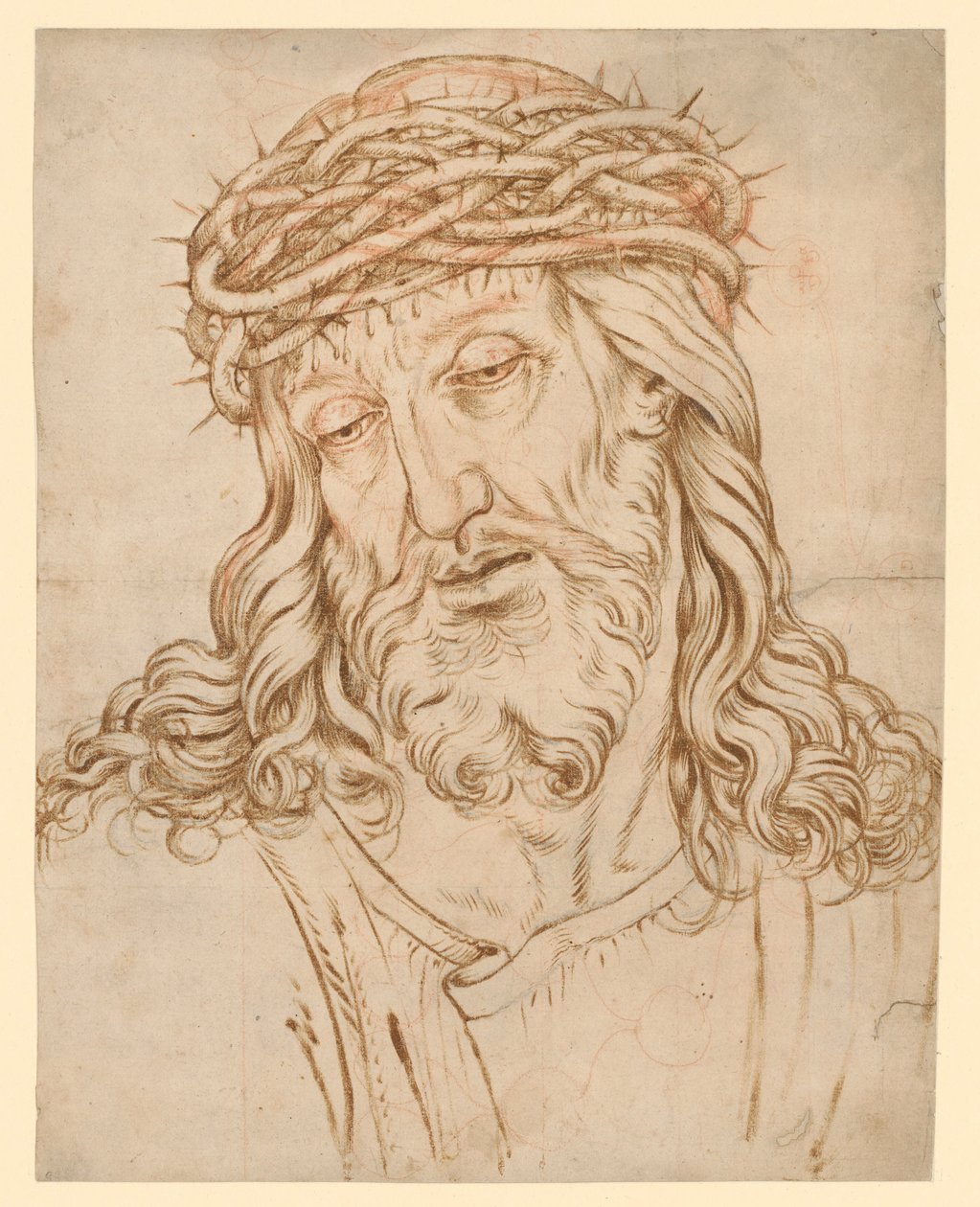Borstbeeld van de Man van Smarten, met het hoofd naar links geneigd door Hendrick Goltzius