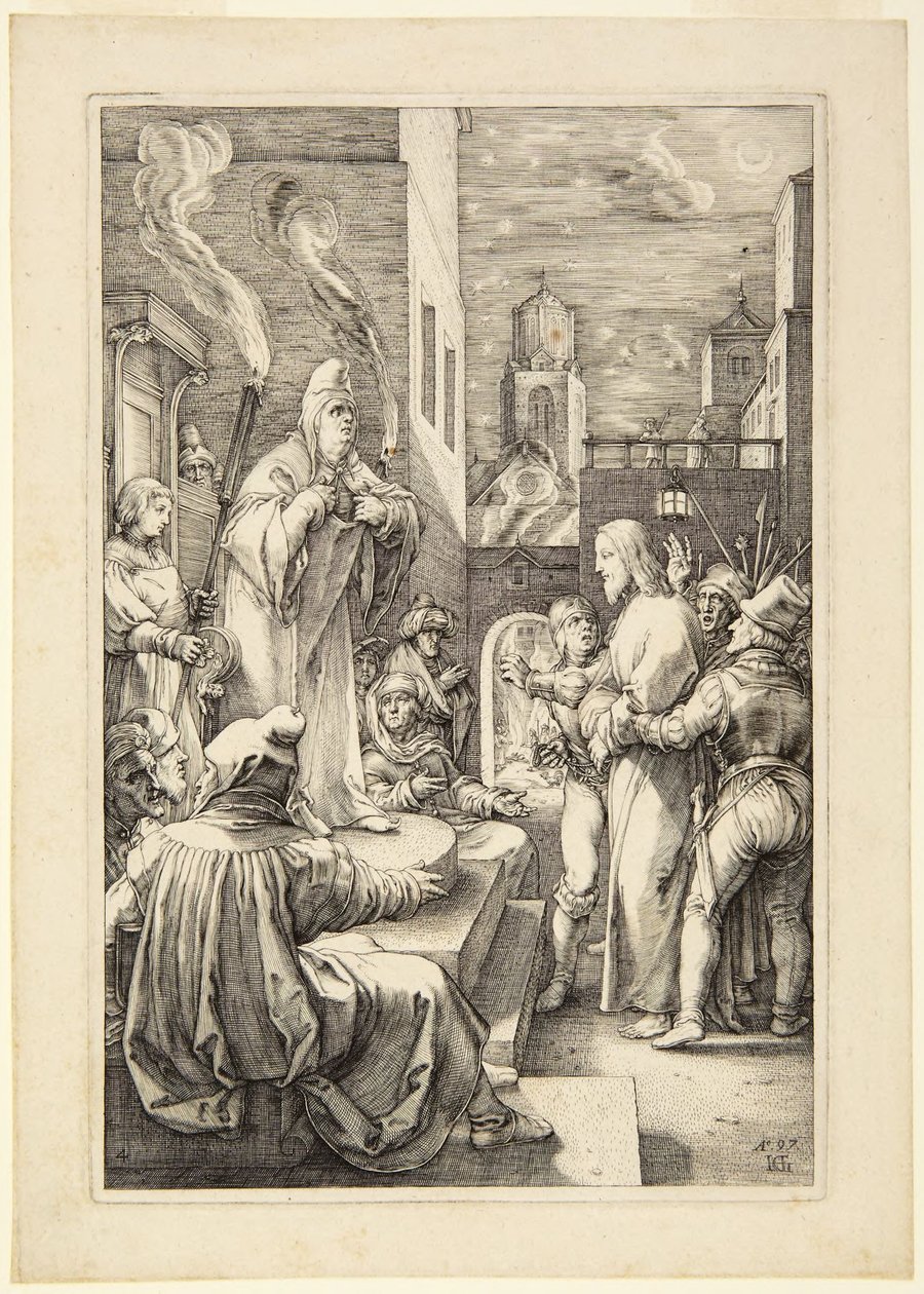 Christus voor Kajafas door Hendrick Goltzius