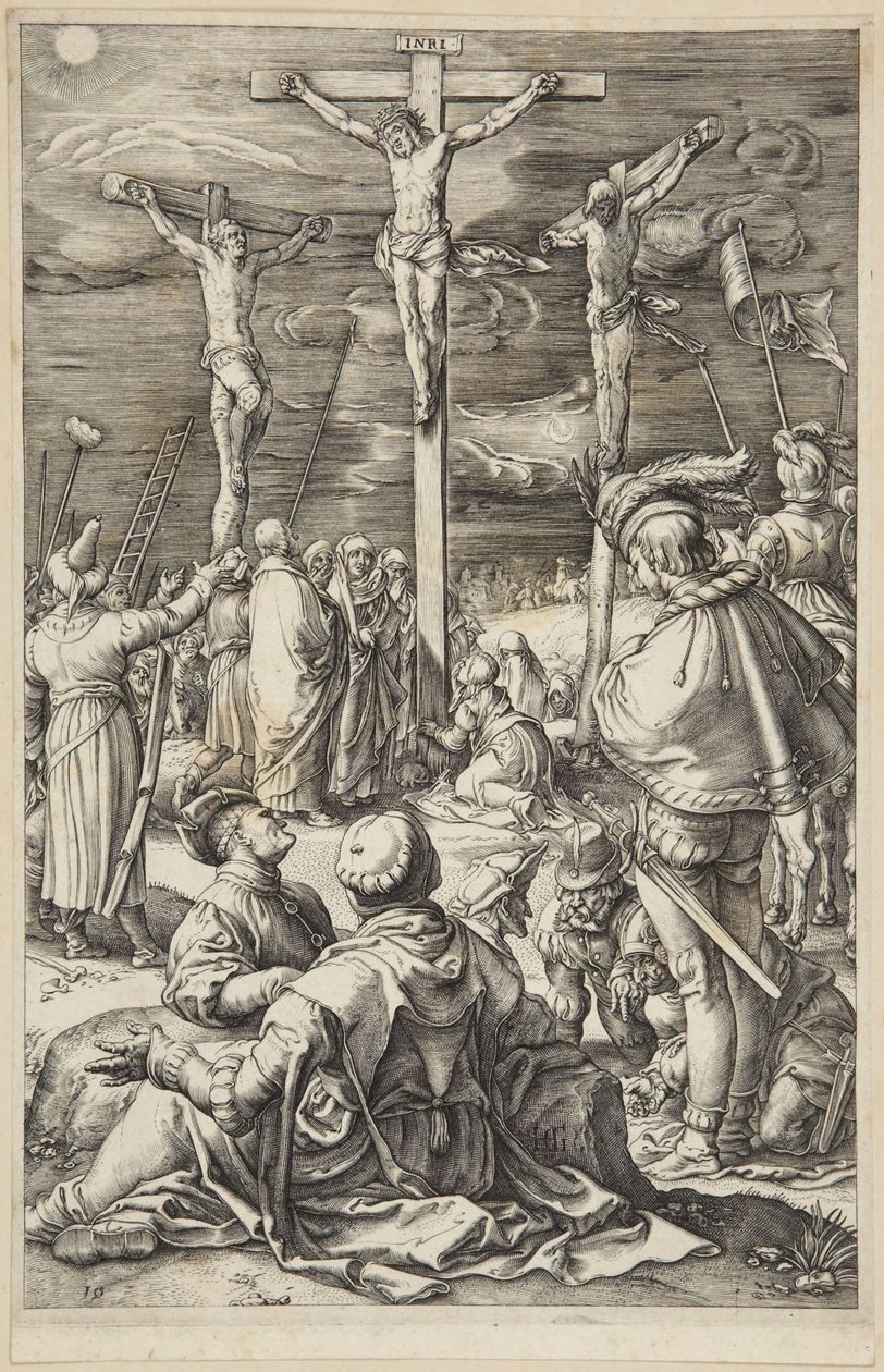 Christus aan het kruis door Hendrick Goltzius