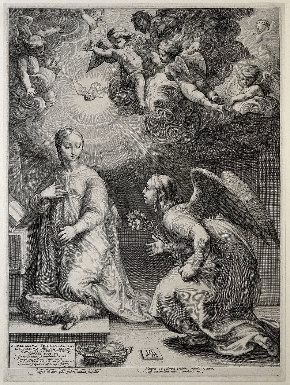 De annunciatie door Hendrick Goltzius