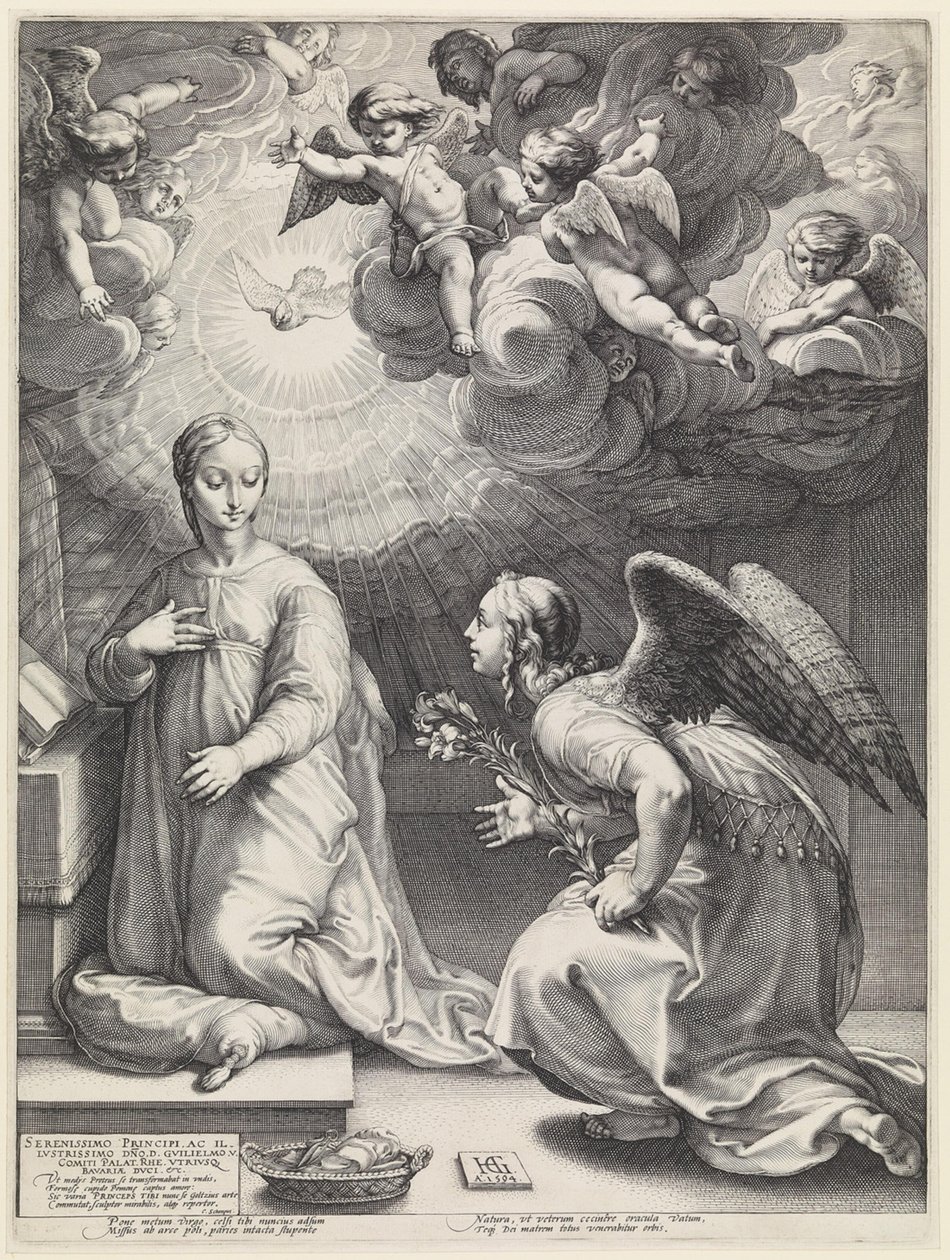 De annunciatie door Hendrick Goltzius