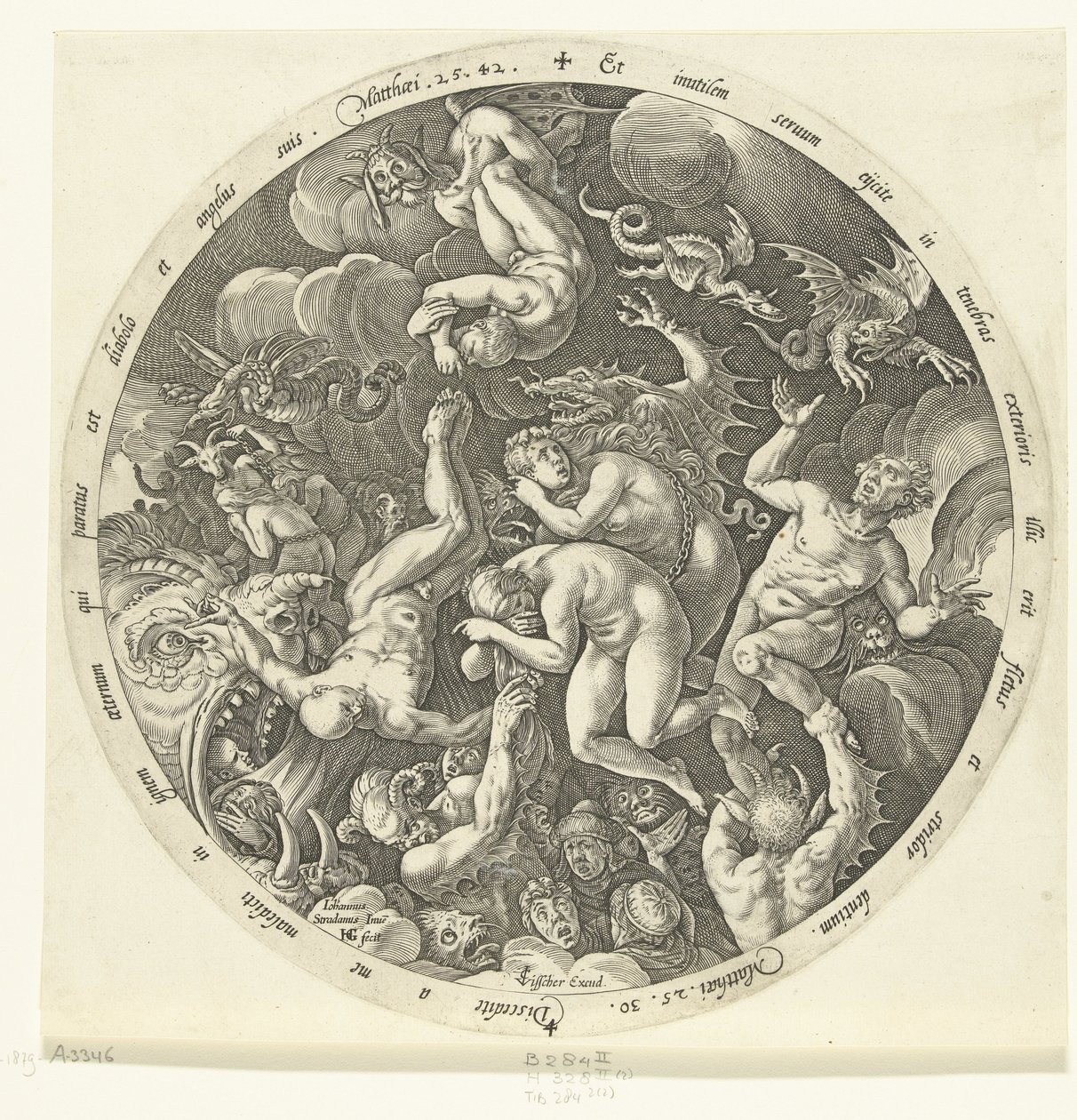 De vervloekten gaan de hel binnen door Hendrick Goltzius