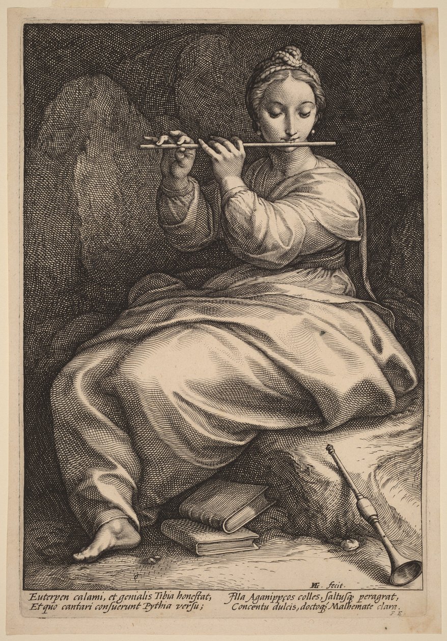 Euterpe door Hendrick Goltzius