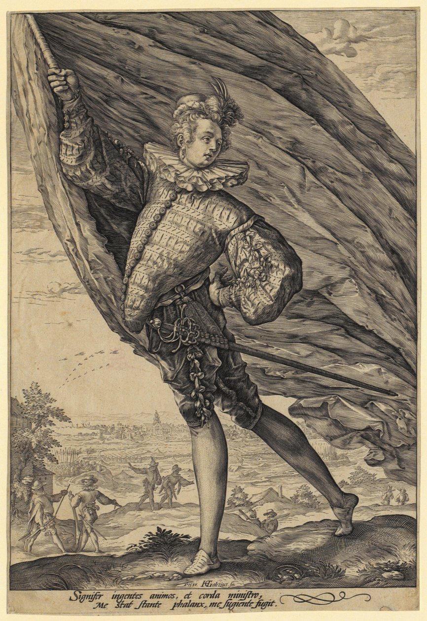 Vaandeldrager door Hendrick Goltzius