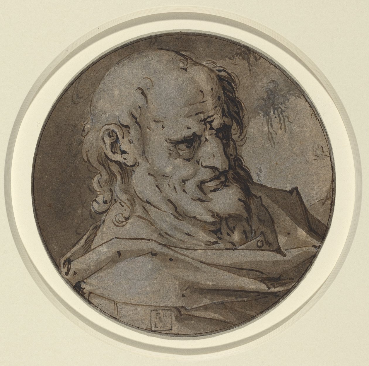 Kop van een apostel door Hendrick Goltzius