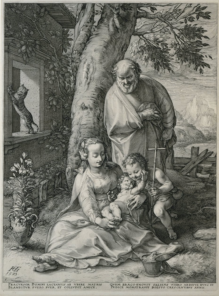 Heilige Familie met Johannes de Doper door Hendrick Goltzius