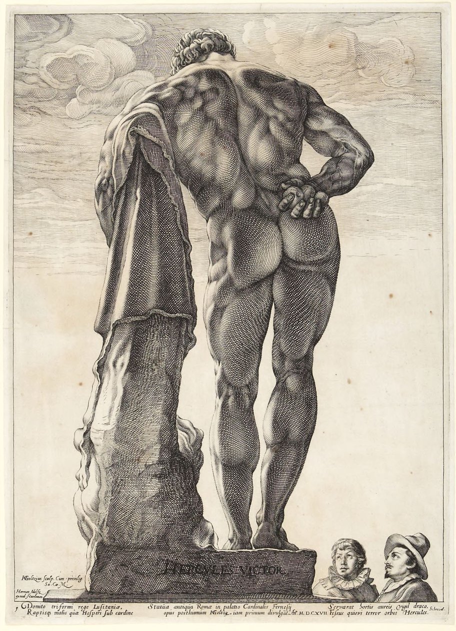 Hercules Farnese, achteraanzicht door Hendrick Goltzius