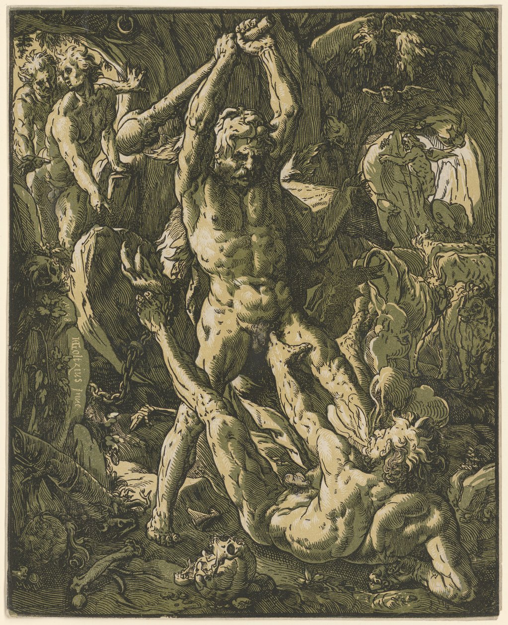 Hercules en Cacus door Hendrick Goltzius