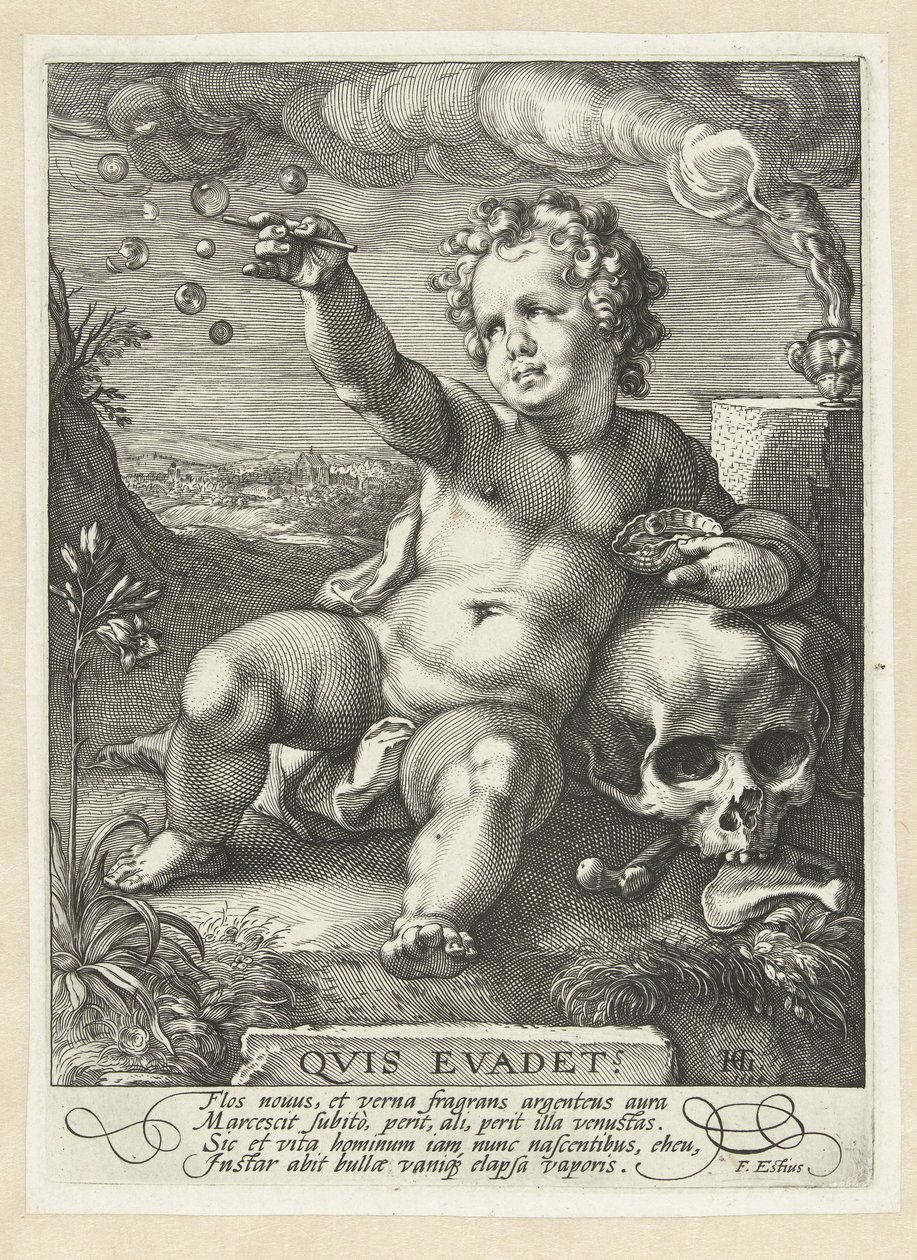 Homo bulla Quis evadet? door Hendrick Goltzius